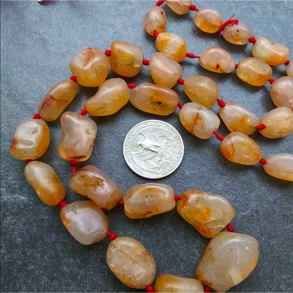 Vintage Hand-Knotted Stone Beaded Necklace. 24” - Picture 6 of 8